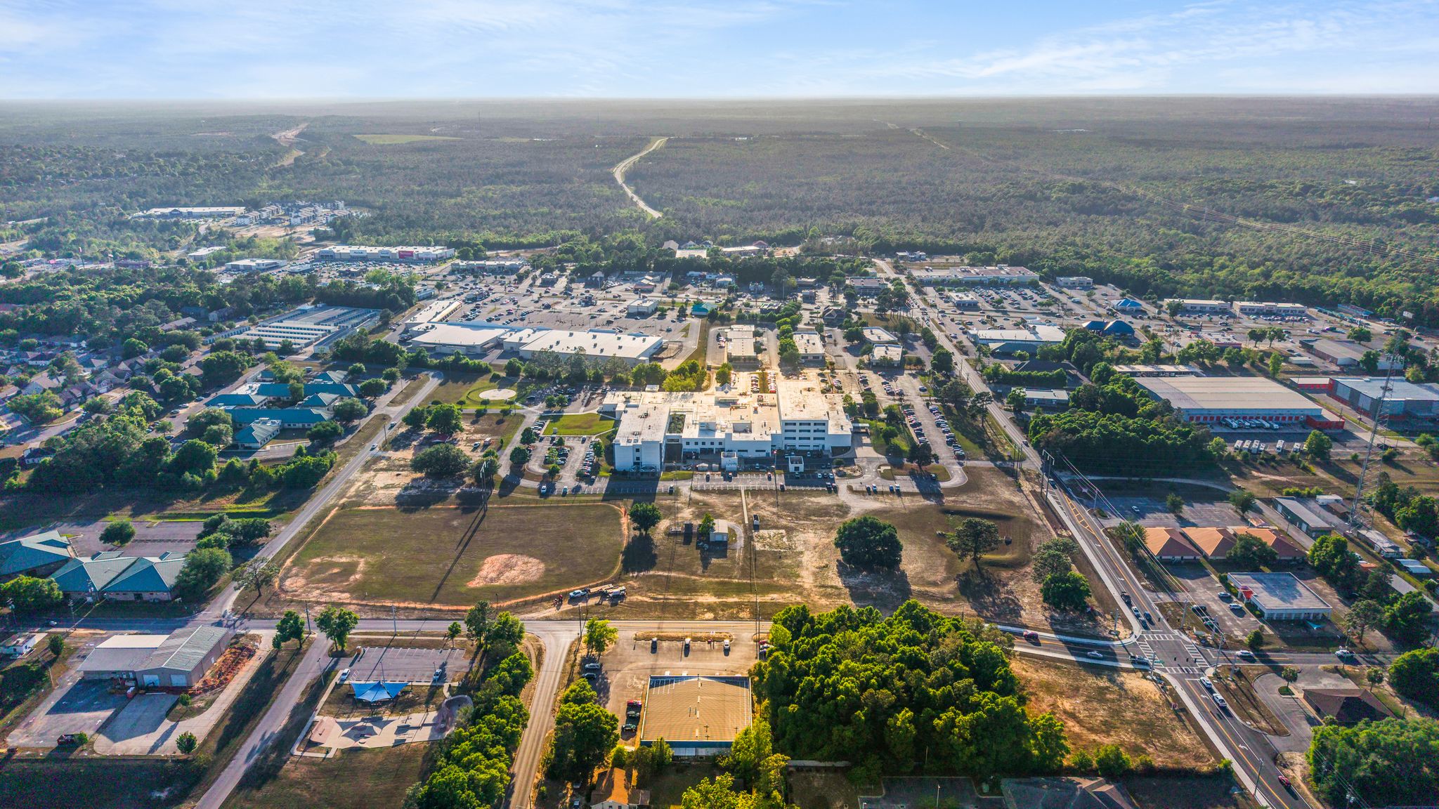 Aerial view of the 577 Brookmeade Drive medical office building in Crestview